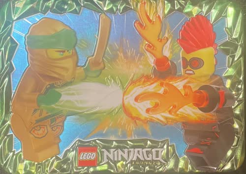 Med 2 Lego minifigurer i metallboks.