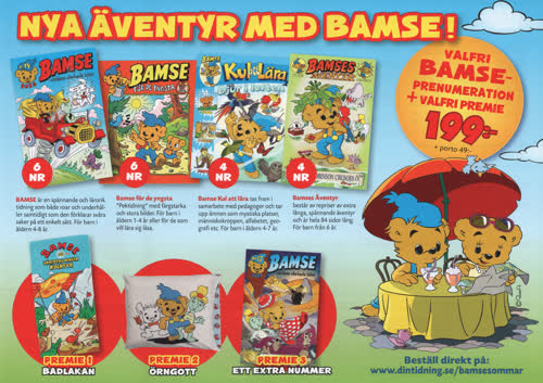 Nya äventyr med Bamse! Valfri Bamseprenumeration + valfri premie