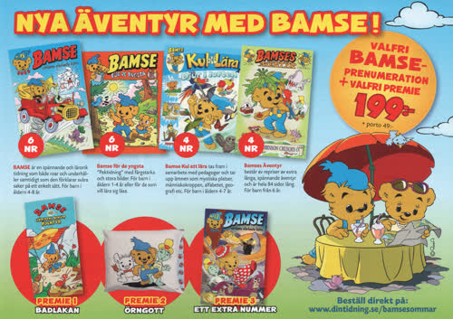 Nya äventyr med Bamse! Valfri Bamseprenumeration + valfri premie