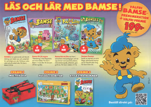 Läs och lär med Bamse! Valfri Bamse-prenumeration + valfri premie