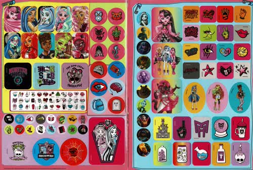 Med 120 klistremerker (innstiftet på midtsidene)