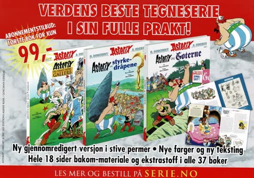 Abonnementskupong på bokserien Asterix (løst bilag)
